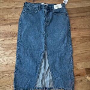Abercrombie and Fitch Blue Denim High Rise Midi Skirt